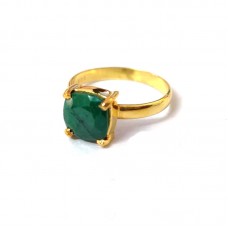 Raw emerald gemstone silver ring